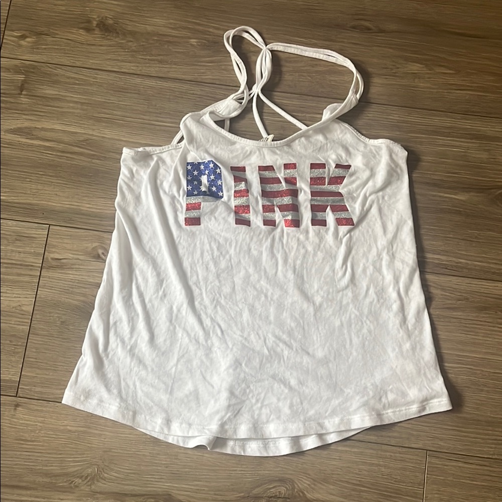 PINK Victoria's Secret White Strappy Tank Top